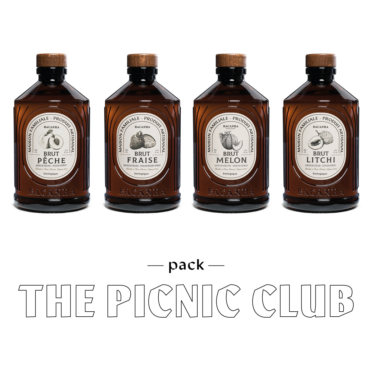 Pack The Picnic Club : Pêche, Fraise, Melon, Litchi - 4 x 400ml - Biologique